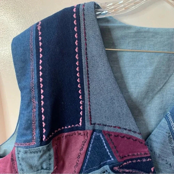 Handmade Vintage Patchwork Denim Vest - Picture 6 of 8